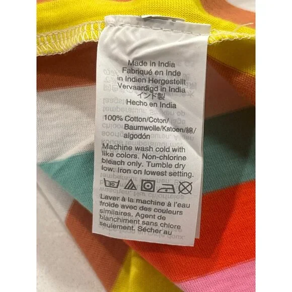 J.Crew Rainbow Stripe Maxi Dress M Cotton Tiered Resort Beach 53” - Picture 5 of 8